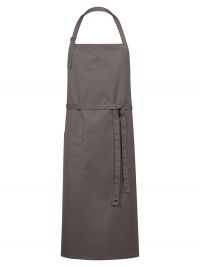 Braune Latzschürze mit Tasche, verstellbarem Nackenband und robuster Qualität für Gastronomie, Catering und Verkauf, 77x100 cm